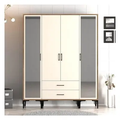 Hanah Home Wardrobe Kumsal RTR - Walnut, Cream WalnutCream