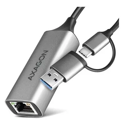 AXAGON ADE-TXCA, USB-C + USB-A 3.2 Gen 1 - Gigabit Ethernet síťová karta, Asix AX88179, auto ins