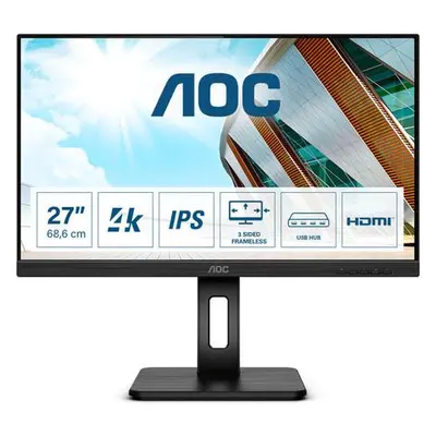 AOC U27P2CA 27"W IPS LED 3840x2160 50 000 000:1 4ms 350cd HDMI DP USB-C(65W) PIVOT repro , U27P2