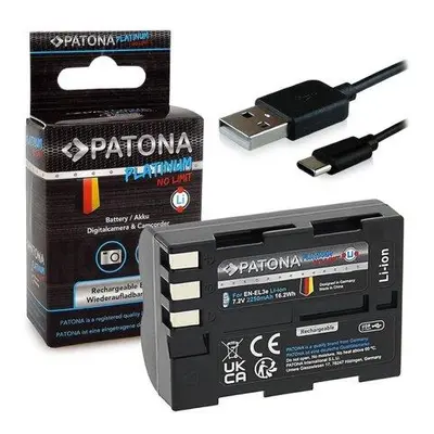 PATONA baterie pro foto Nikon EN-EL3E 2250mAh Li-Ion Platinum USB-C nabíjení