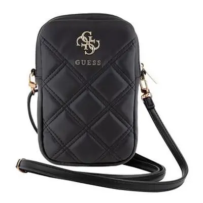 Guess PU Quilted 4G Metal Logo Wallet Phone Bag Zipper černý