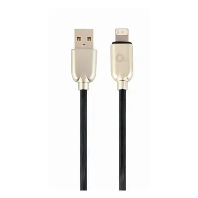 Gembird kábel nabíjací Lightning 8-pin (M) na USB 2.0 (M), prémiový, gumovo - opletený, 1 m, čie