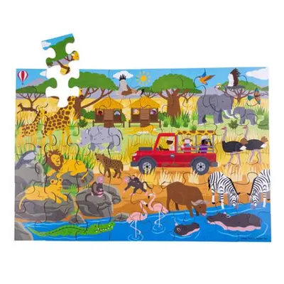 Bigjigs Toys Podlahové puzzle Africké dobrodružné 48 dílků