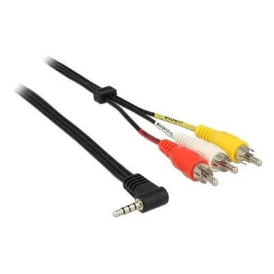 Delock Cable Stereo jack 3.5 mm 4 pin male angled > 3 x RCA male 1.5 m