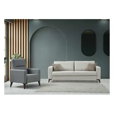 Atelier del Sofa Sofa Set Kristal 3+1 - Beige, Dark Grey BeigeDark Grey