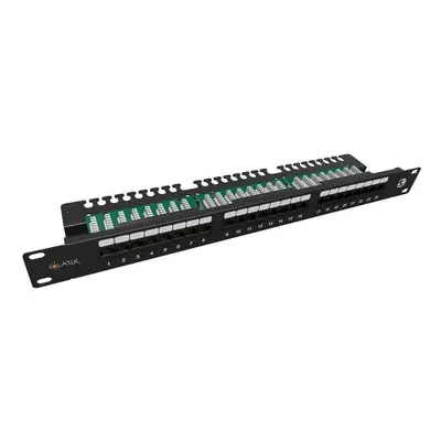 Solarix Patch panel 24x RJ-45 Cat5e UTP s vyvazovací lištou 1U SX24L-5E-UTP-BK-N, SX24L-5E-UTP-B