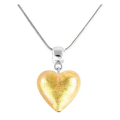 Lampglas Zářivý náhrdelník Golden Heart s 24karátovým zlatem v perle NLH24