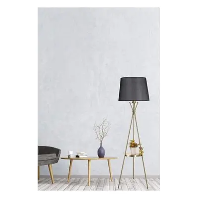 Opviq Floor Lamp Venedik sehpalı eskitme lambader pramit hasır siyah abajurlu Black