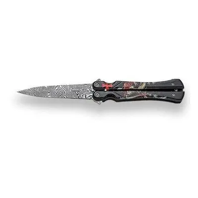 Joker motýlek Templar Drawing Imitation damascus steel 102 mm