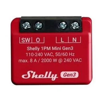 Shelly 1PM Mini Gen3 - spínací modul s měřením spotřeby 1x 8A (WiFi, Bluetooth)