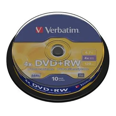 VERBATIM DVD+RW 4,7GB/ 4x/ 10pack/ spindle, 43488