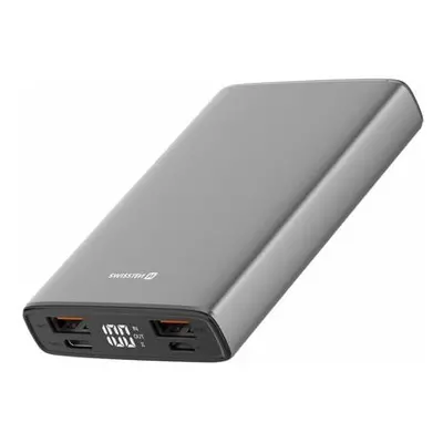 SWISSTEN ALUMINUM POWER BANK 10000 mAh 20W POWER DELIVERY šedá