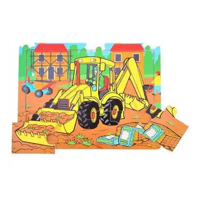 Bigjigs Toys Dřevěné puzzle bagr 9 dílků