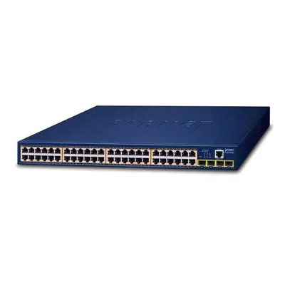 Planet GS-4210-48P4S PoE switch L2/L4, 48x 1000Base-T, 4x SFP, Web/SNMPv3, extend 10Mb/s, 802.3a