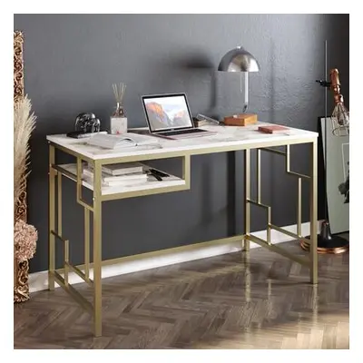 Hanah Home Study Desk Victory - Gold GoldWhite