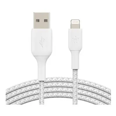 BELKIN kabel oplétaný USB-A - Lightning, 1m, bílý