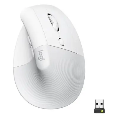 Logitech Lift Vertical Ergonomic Mouse - White Vertikální myš, optická, 6 tlačítek, bezdrátová