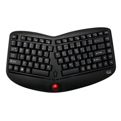 Adesso WKB-3150UB/ bezdrátová klávesnice 2,4GHz/ ergonomická/ trackball/ USB/ černá/ US layout, 