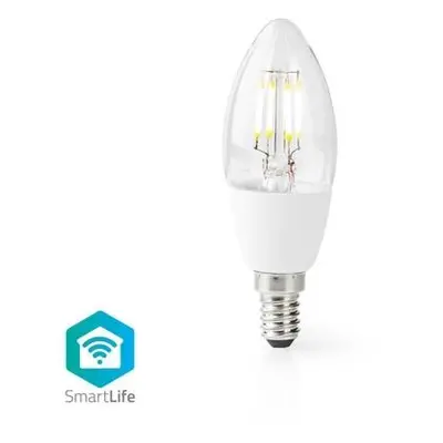 NEDIS Wi-Fi chytrá LED žárovka s vláknem/ E14/ svíčka/ 5W/ 230V/ 400lm/ 2700K/ teplá bílá/ stmív