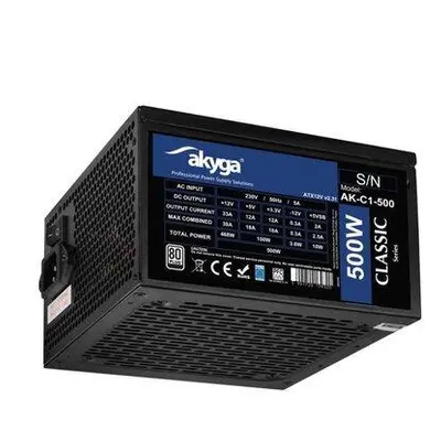 Akyga PC zdroj ATX 500W P4+4 2x PCI-E 6+2 pin 4x SATA 2x Molex APFC 120mm, AK-C1-500