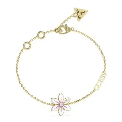 Guess Krásný pozlacený náramek s květinou White Lotus JUBB04134JWYGWH 18,5 cm