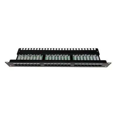 XtendLan Patch panel 19", 24 portů, C5E, vyvazovací úchytky, 2xAu, XL-PP19-24C5EUV-A