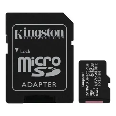 Kingston microSDXC Canvas Select Plus 512GB 100MB/s UHS-I + SD adaptér