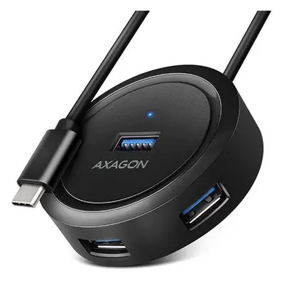 AXAGON HUE-P1C, 4x USB 3.2 Gen 1 ROUND hub, micro USB napájecí konektor, kabel USB-C 30cm, HUE-P