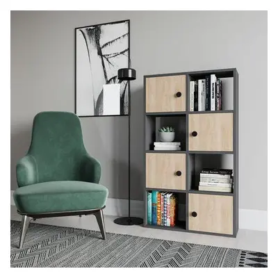 Hanah Home Bookshelf Tasso - Anthracite, Oak AnthraciteOak