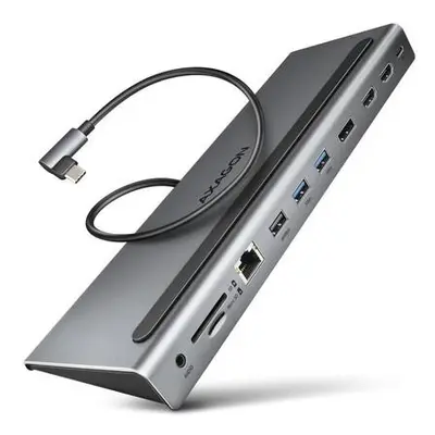 AXAGON HMC-4KX3 USB 5Gbps hub, 3x USB-A, 2x HDMI, DP, RJ-45 GLAN, SD/microSD, audio, PD 100W, ka