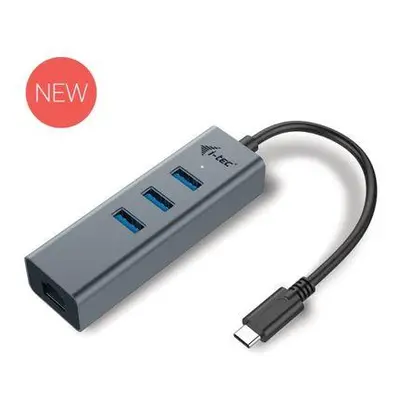 i-Tec USB-C 3.1 HUB 3port Metal + Gigabit Ethernet adaptér, 1x USB na RJ-45 , C31METALG3HUB