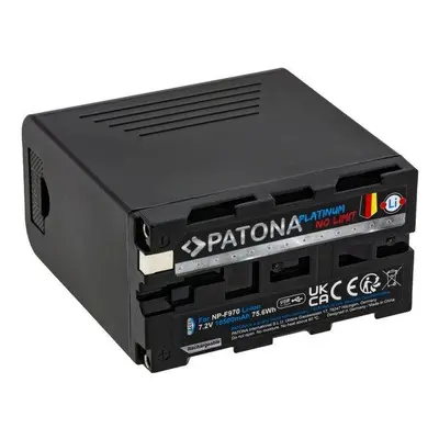 PATONA baterie pro foto Sony NP-F970/F960/F950 10500mAh Li-Ion Platinum USB-C nabíjení s PD20