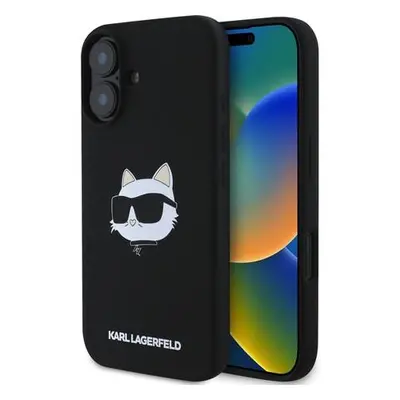 Karl Lagerfeld Liquid Silicone Choupette Head MagSafe Zadní Kryt pro iPhone 16 Black