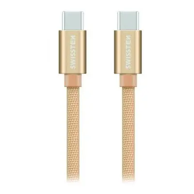 Swissten 71527204 USB-C na USB-C, USB 2.0, zástrčka C - zástrčka C, opletený, 1,2m, zlatý