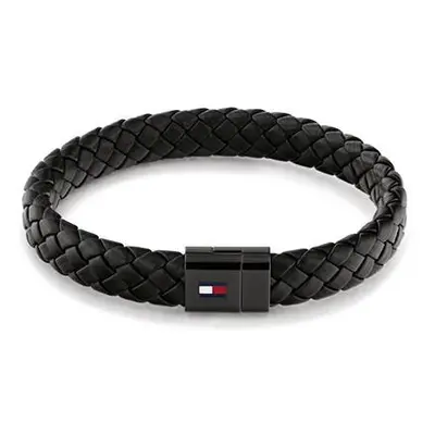 Tommy Hilfiger Černý kožený náramek s ocelovým zapínáním 2790331