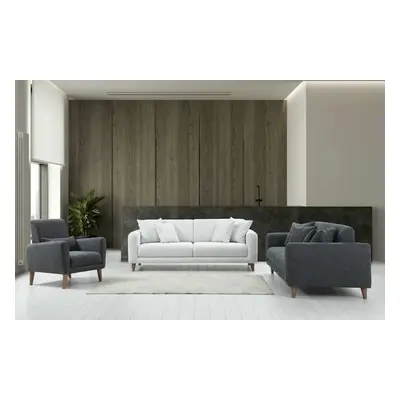 Atelier del Sofa Sofa Set Sare 3+3+1 - Ares White, Dark Grey Ares WhiteDark Grey