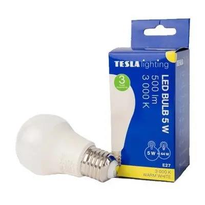 Tesla LED žárovka BULB/E27/5W/230V/500lm/25 000h/3000K teplá bílá/220st