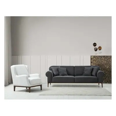 Atelier del Sofa Sofa Set London Set - Dark Grey, Ares White Dark GreyAres White