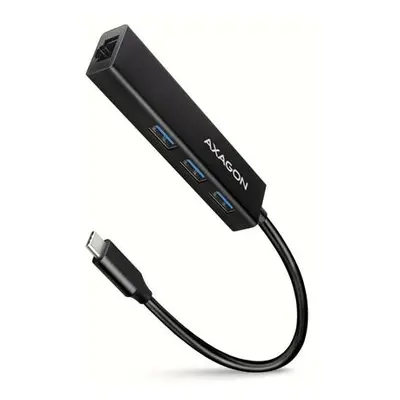 AXAGON HMC-GL3A, USB 3.2 Gen 1 hub, porty 3x USB-A + Gigabit Ethernet, kovový, kabel USB-C 20cm,