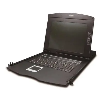 Planet KVM-210-08M, KVM konzole s LCD 17", ovládání 8x PC, PS2/USB, 1U/19" instalace, touchpad, 