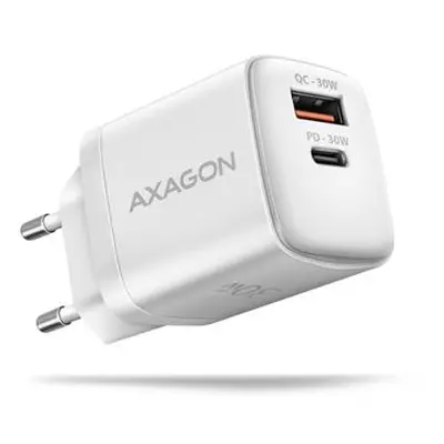 AXAGON ACU-PQ30W Sil nabíječka do sítě 30W, 2x port (USB-A + USB-C), PD3.0/PPS/QC4+/AFC/Apple, b