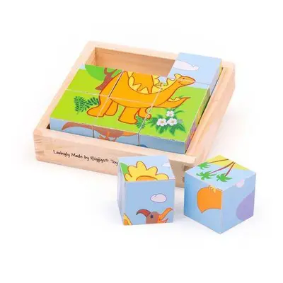 Bigjigs Toys Obrázkové kostky kubusy Dinosauři 9 kostek