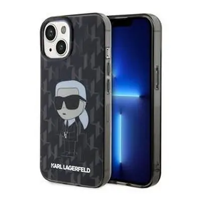 Karl Lagerfeld Monogram Ikonik zadní kryt pro iPhone 15 černý