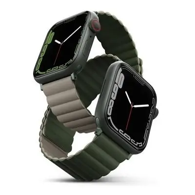 UNIQ Revix oboustranný řemínek pro Apple Watch 49/45/44/42mm Pine (zelený/šedý)