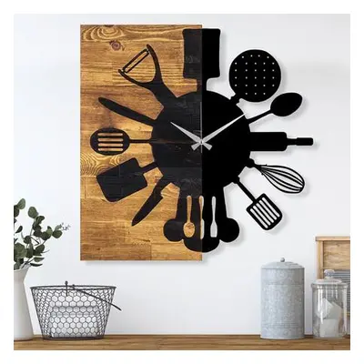 Wallity Decorative Wooden Wall Clock Wooden Clock 32 WalnutBlack