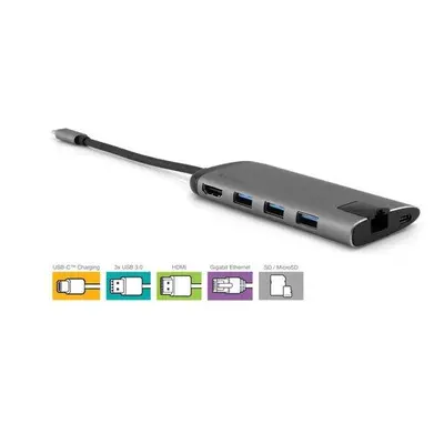 VERBATIM USB hub MULTIPORT USB-C / 3x USB 3.0 / HDMI / SDHC / MICROSDHC / RJ45, 49142