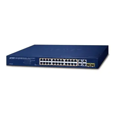 Planet GSW-2824P PoE switch, 26x 1Gb + 2x SFP 1Gb, VLAN, extend mód 10Mb-250m, 802.3at, 802.3az,