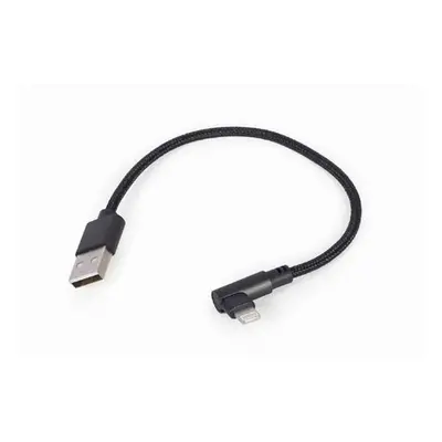 Gembird nabíjecí kabel Lightning 8-pin (M) 90° na USB 2.0 (M), 0.2 m, černý