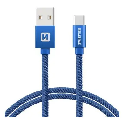 Swissten 71521308 USB 2.0 typ A na C, USB 2.0, zástrčka A - zástrčka C, opletený, 2m, modrý