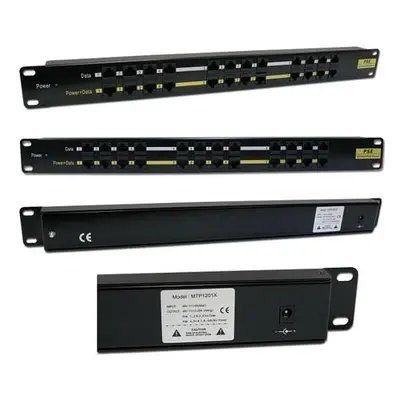 XtendLan POE Patch panel/ UTP cat.5e 12p/ 1U/ Black (provedení 19" rack), POE-PAN12